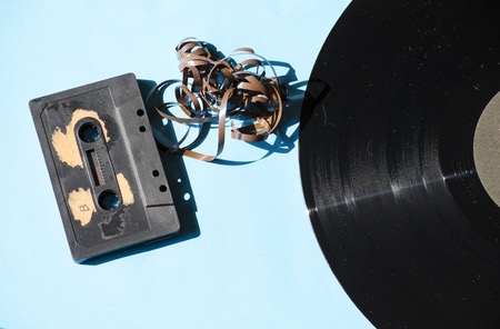 old cassette tape and old vinyls